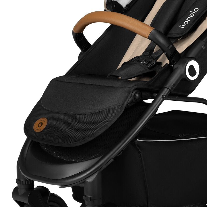 Carucior sport, Lionelo, Natt, De la nastere, Cu accesorii si capotina XXL reglabila, 0 - 22 kg, Conform cu standardele europene de securitate EN1888-1, EN1888-2, Bej