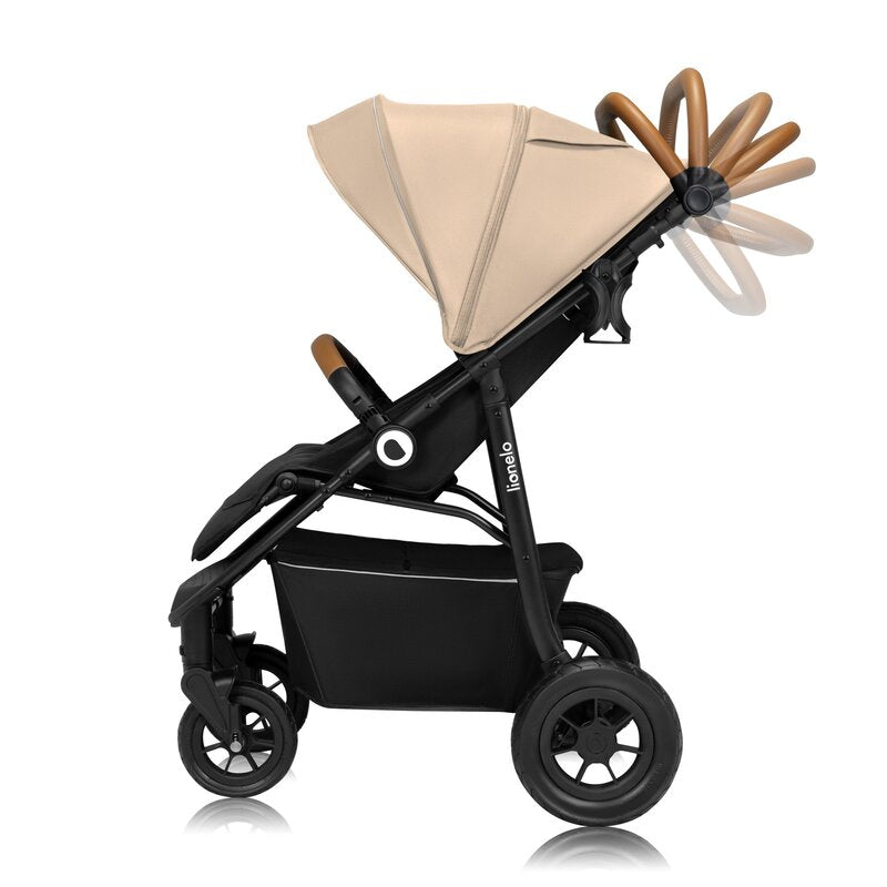 Carucior sport, Lionelo, Natt, De la nastere, Cu accesorii si capotina XXL reglabila, 0 - 22 kg, Conform cu standardele europene de securitate EN1888-1, EN1888-2, Bej