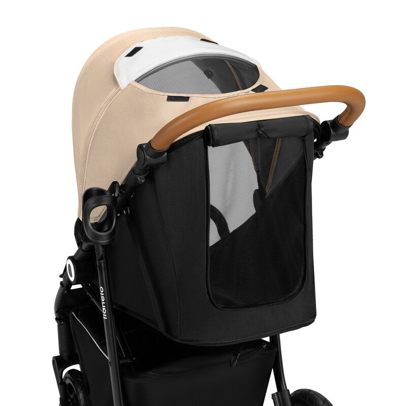 Carucior sport, Lionelo, Natt, De la nastere, Cu accesorii si capotina XXL reglabila, 0 - 22 kg, Conform cu standardele europene de securitate EN1888-1, EN1888-2, Bej