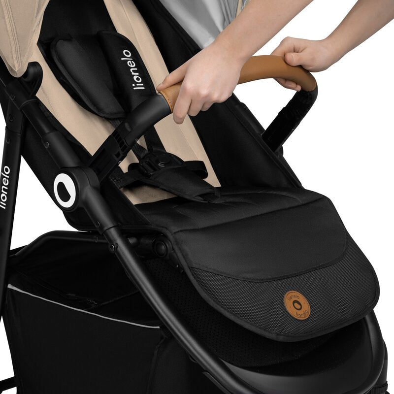 Carucior sport, Lionelo, Natt, De la nastere, Cu accesorii si capotina XXL reglabila, 0 - 22 kg, Conform cu standardele europene de securitate EN1888-1, EN1888-2, Bej