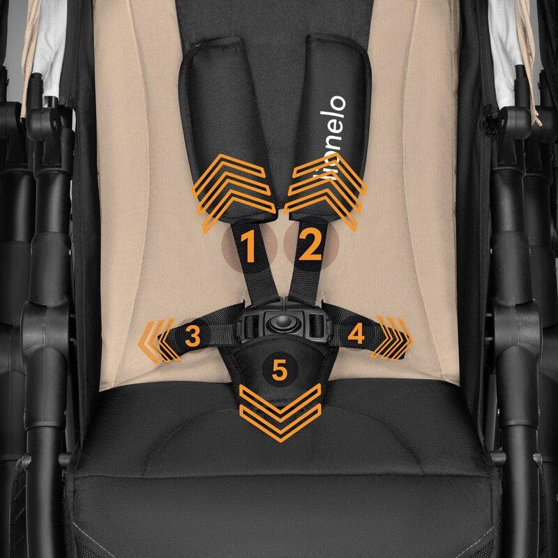 Carucior sport, Lionelo, Natt, De la nastere, Cu accesorii si capotina XXL reglabila, 0 - 22 kg, Conform cu standardele europene de securitate EN1888-1, EN1888-2, Bej