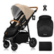 Carucior sport, Lionelo, Natt, De la nastere, Cu accesorii si capotina XXL reglabila, 0 - 22 kg, Conform cu standardele europene de securitate EN1888-1, EN1888-2, Bej