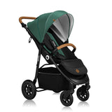 Carucior sport, Lionelo, Natt, De la nastere, Cu accesorii si capotina XXL reglabila, 0 - 22 kg, Conform cu standardele europene de securitate EN1888-1, EN1888-2, Verde