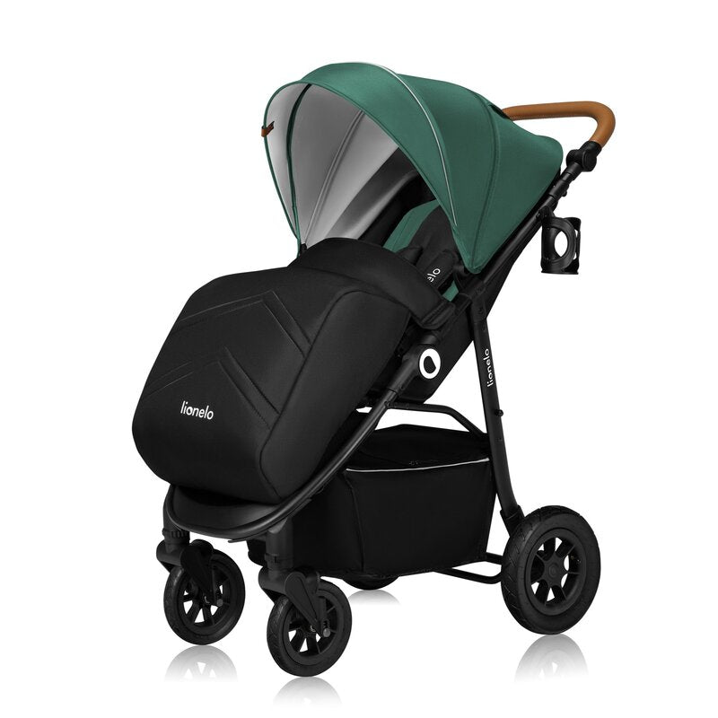 Carucior sport, Lionelo, Natt, De la nastere, Cu accesorii si capotina XXL reglabila, 0 - 22 kg, Conform cu standardele europene de securitate EN1888-1, EN1888-2, Verde - gogobaby.ro
