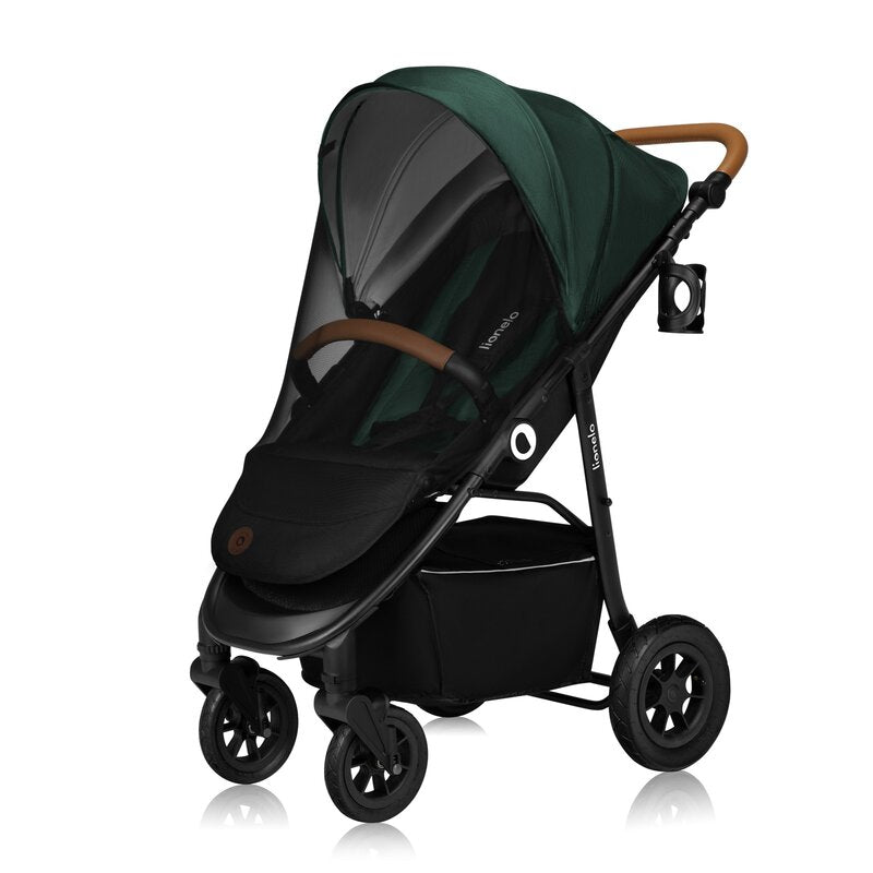 Carucior sport, Lionelo, Natt, De la nastere, Cu accesorii si capotina XXL reglabila, 0 - 22 kg, Conform cu standardele europene de securitate EN1888-1, EN1888-2, Verde - gogobaby.ro