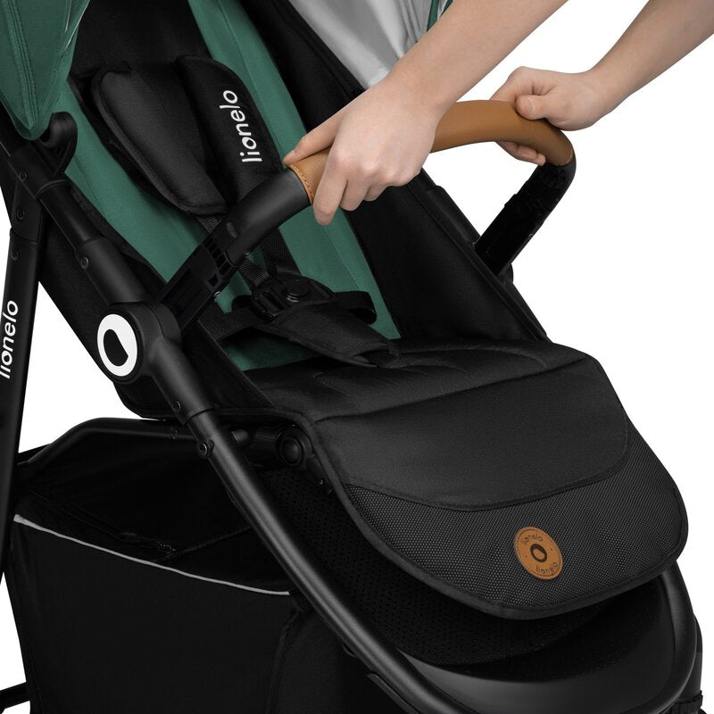 Carucior sport, Lionelo, Natt, De la nastere, Cu accesorii si capotina XXL reglabila, 0 - 22 kg, Conform cu standardele europene de securitate EN1888-1, EN1888-2, Verde
