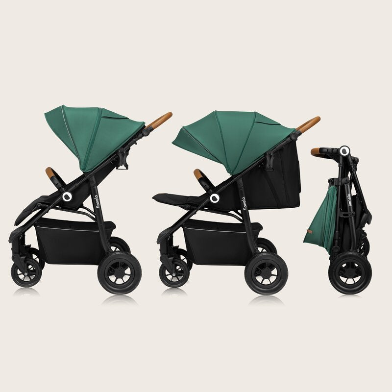 Carucior sport, Lionelo, Natt, De la nastere, Cu accesorii si capotina XXL reglabila, 0 - 22 kg, Conform cu standardele europene de securitate EN1888-1, EN1888-2, Verde - gogobaby.ro