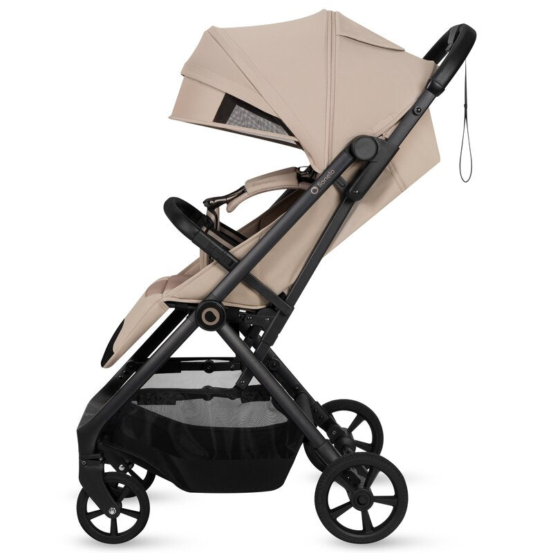Carucior sport, Lionelo, Tansi, Pliere automata, Ultracompact, Manevrare cu o mana, Roti cu tehnologie GravelTech, Spatar si suport picioare reglabile, 6-48 luni, Sustine 22 kg, Bej