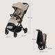 Carucior sport, Lionelo, Tansi, Pliere automata, Ultracompact, Manevrare cu o mana, Roti cu tehnologie GravelTech, Spatar si suport picioare reglabile, 6-48 luni, Sustine 22 kg, Bej
