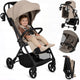 Carucior sport, Lionelo, Tansi, Pliere automata, Ultracompact, Manevrare cu o mana, Roti cu tehnologie GravelTech, Spatar si suport picioare reglabile, 6-48 luni, Sustine 22 kg, Bej