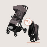 Carucior sport, Lionelo, Tansi, Pliere automata, Ultracompact, Manevrare cu o mana, Roti cu tehnologie GravelTech, Spatar si suport picioare reglabile, 6-48 luni, Sustine 22 kg, Bej Taupe