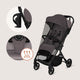 Carucior sport, Lionelo, Tansi, Pliere automata, Ultracompact, Manevrare cu o mana, Roti cu tehnologie GravelTech, Spatar si suport picioare reglabile, 6-48 luni, Sustine 22 kg, Bej Taupe