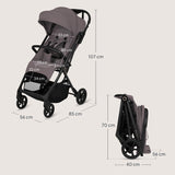 Carucior sport, Lionelo, Tansi, Pliere automata, Ultracompact, Manevrare cu o mana, Roti cu tehnologie GravelTech, Spatar si suport picioare reglabile, 6-48 luni, Sustine 22 kg, Bej Taupe