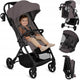 Carucior sport, Lionelo, Tansi, Pliere automata, Ultracompact, Manevrare cu o mana, Roti cu tehnologie GravelTech, Spatar si suport picioare reglabile, 6-48 luni, Sustine 22 kg, Bej Taupe