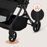 Carucior sport, Lionelo, Tansi, Pliere automata, Ultracompact, Manevrare cu o mana, Roti cu tehnologie GravelTech, Spatar si suport picioare reglabile, 6-48 luni, Sustine 22 kg, Negru