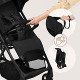 Carucior sport, Lionelo, Tansi, Pliere automata, Ultracompact, Manevrare cu o mana, Roti cu tehnologie GravelTech, Spatar si suport picioare reglabile, 6-48 luni, Sustine 22 kg, Negru
