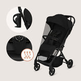 Carucior sport, Lionelo, Tansi, Pliere automata, Ultracompact, Manevrare cu o mana, Roti cu tehnologie GravelTech, Spatar si suport picioare reglabile, 6-48 luni, Sustine 22 kg, Negru