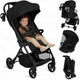 Carucior sport, Lionelo, Tansi, Pliere automata, Ultracompact, Manevrare cu o mana, Roti cu tehnologie GravelTech, Spatar si suport picioare reglabile, 6-48 luni, Sustine 22 kg, Negru