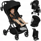 Carucior sport, Lionelo, Tansi, Pliere automata, Ultracompact, Manevrare cu o mana, Roti cu tehnologie GravelTech, Spatar si suport picioare reglabile, 6-48 luni, Sustine 22 kg, Negru