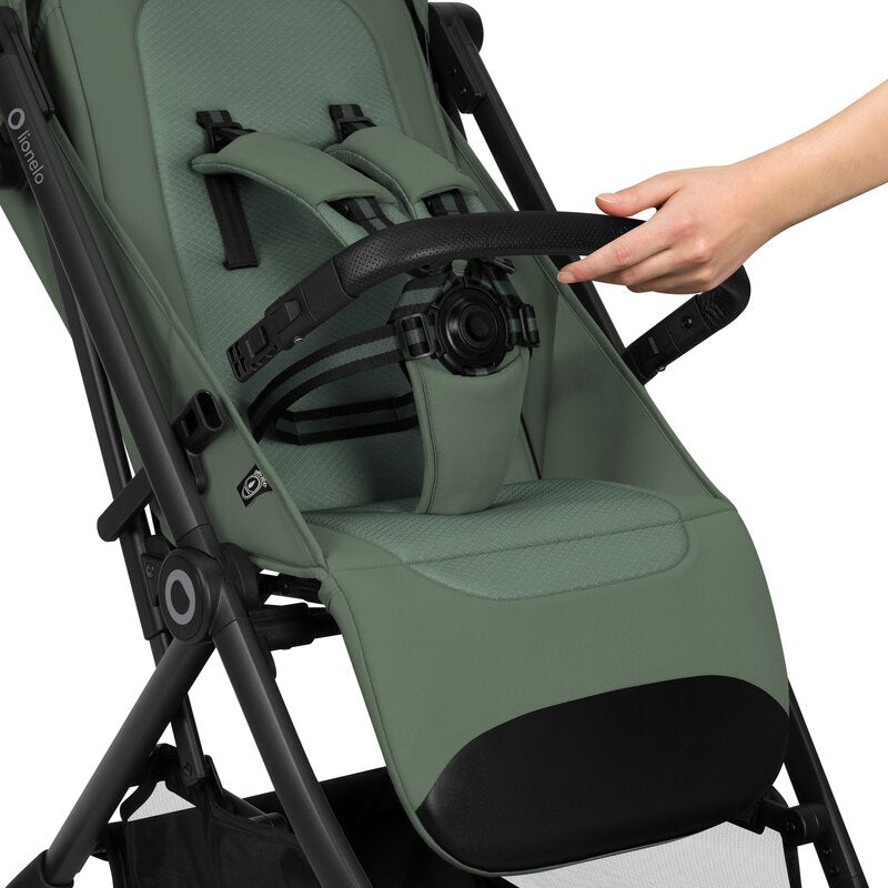 Carucior sport, Lionelo, Tansi, Pliere automata, Ultracompact, Manevrare cu o mana, Roti cu tehnologie GravelTech, Spatar si suport picioare reglabile, 6-48 luni, Sustine 22 kg, Verde