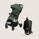 Carucior sport, Lionelo, Tansi, Pliere automata, Ultracompact, Manevrare cu o mana, Roti cu tehnologie GravelTech, Spatar si suport picioare reglabile, 6-48 luni, Sustine 22 kg, Verde