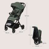 Carucior sport, Lionelo, Tansi, Pliere automata, Ultracompact, Manevrare cu o mana, Roti cu tehnologie GravelTech, Spatar si suport picioare reglabile, 6-48 luni, Sustine 22 kg, Verde