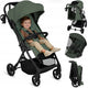Carucior sport, Lionelo, Tansi, Pliere automata, Ultracompact, Manevrare cu o mana, Roti cu tehnologie GravelTech, Spatar si suport picioare reglabile, 6-48 luni, Sustine 22 kg, Verde