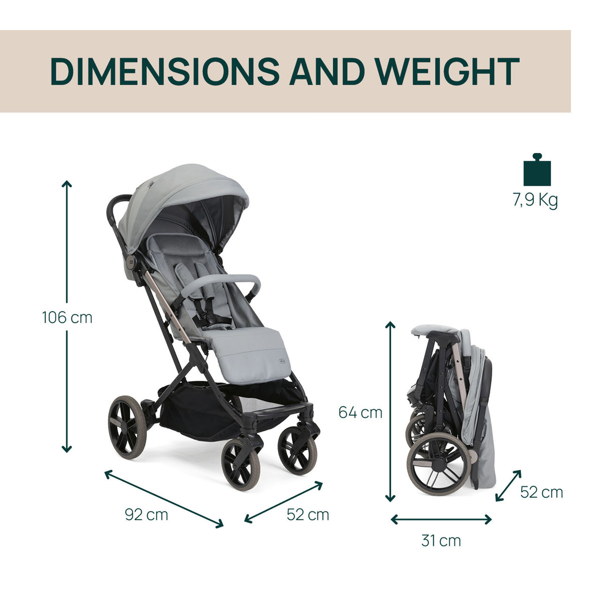 Carucior sport off-road Chicco Dolomiti, Pebble (Gri), 0 luni+ - gogobaby.ro