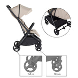 Carucior sport, Petite&Mars, Flip, Pliere compacta cu o mana, Spatar reglabil pana la pozitie de somn, Suport picioare reglabil, Copertina extensibila cu protectie UPF50+, Pana la 22 kg, 0 luni+, Bej
