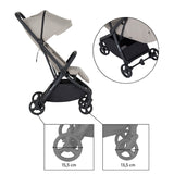 Carucior sport, Petite&Mars, Flip, Pliere compacta cu o mana, Spatar reglabil pana la pozitie de somn, Suport picioare reglabil, Copertina extensibila cu protectie UPF50+, Pana la 22 kg, 0 luni+, Gri