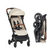 Carucior sport, Petite&Mars, Fly, Pliere compacta, Spatar reglabil pana la pozitie de somn, Suport picioare reglabil, Copertina extensibila cu protectie UPF40+, Suport pahar inclus, Pana la 22 kg, 0 luni+, Bej