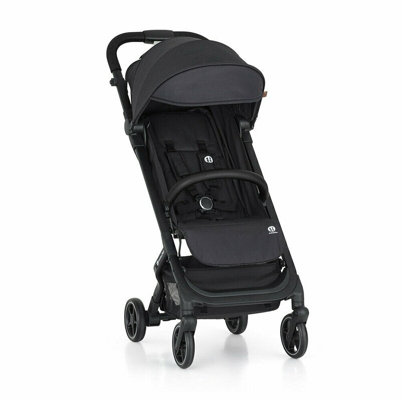 Carucior sport, Petite&Mars, Fly, Pliere compacta, Spatar reglabil pana la pozitie de somn, Suport picioare reglabil, Copertina extensibila cu protectie UPF40+, Suport pahar inclus, Pana la 22 kg, 0 luni+, Negru