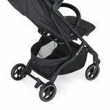 Carucior sport, Petite&Mars, Fly, Pliere compacta, Spatar reglabil pana la pozitie de somn, Suport picioare reglabil, Copertina extensibila cu protectie UPF40+, Suport pahar inclus, Pana la 22 kg, 0 luni+, Negru