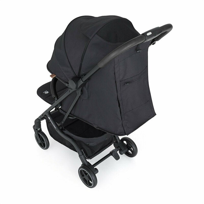 Carucior sport, Petite&Mars, Fly, Pliere compacta, Spatar reglabil pana la pozitie de somn, Suport picioare reglabil, Copertina extensibila cu protectie UPF40+, Suport pahar inclus, Pana la 22 kg, 0 luni+, Negru