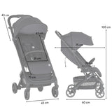 Carucior sport, Petite&Mars, Fly, Pliere compacta, Spatar reglabil pana la pozitie de somn, Suport picioare reglabil, Copertina extensibila cu protectie UPF40+, Suport pahar inclus, Pana la 22 kg, 0 luni+, Negru