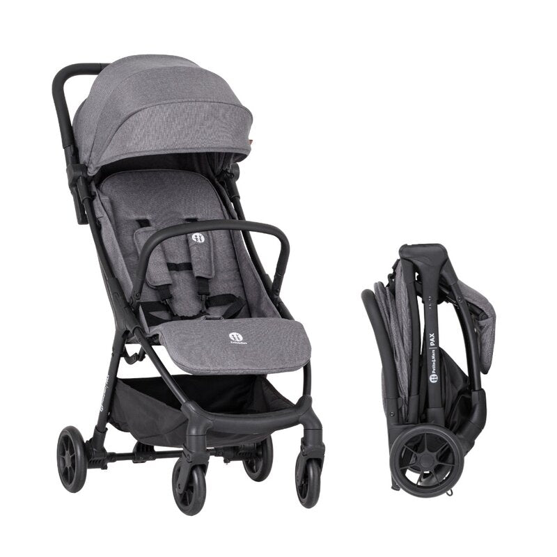 Carucior sport, Petite&Mars, Pax Ultimate, Compact - 7 kg, Spatar ajustabil, Suport picioare reglabil, Pliere tip carte, 6-36 luni, Pana la 22 kg, Gri