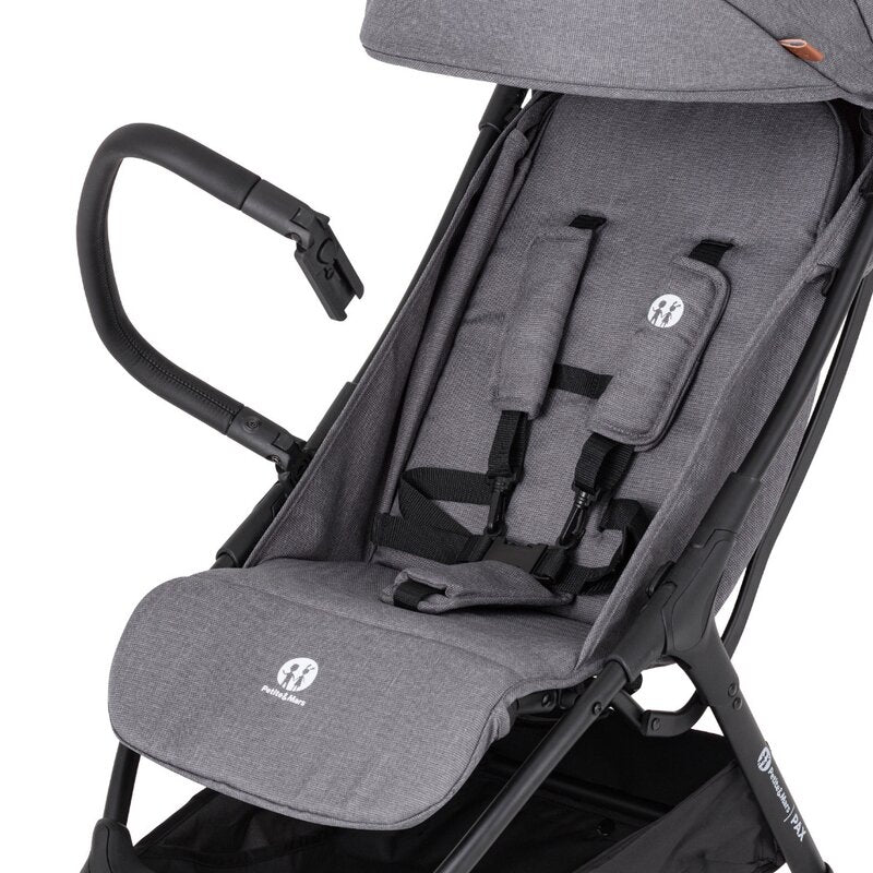 Carucior sport, Petite&Mars, Pax Ultimate, Compact - 7 kg, Spatar ajustabil, Suport picioare reglabil, Pliere tip carte, 6-36 luni, Pana la 22 kg, Gri