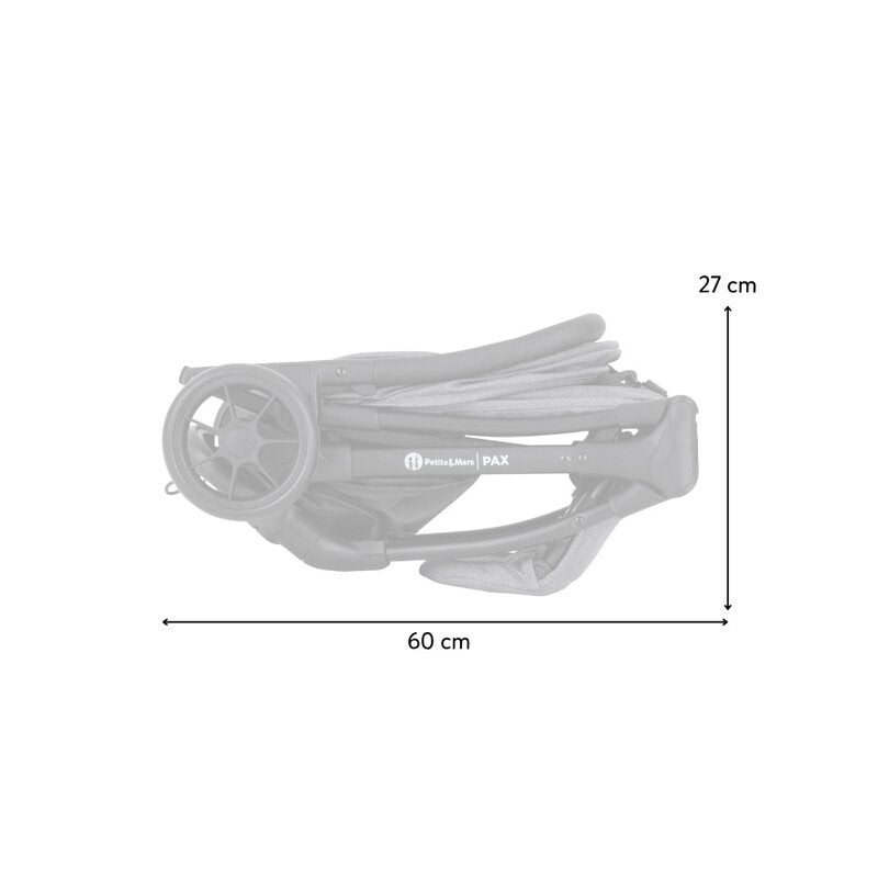 Carucior sport, Petite&Mars, Pax Ultimate, Compact - 7 kg, Spatar ajustabil, Suport picioare reglabil, Pliere tip carte, 6-36 luni, Pana la 22 kg, Gri
