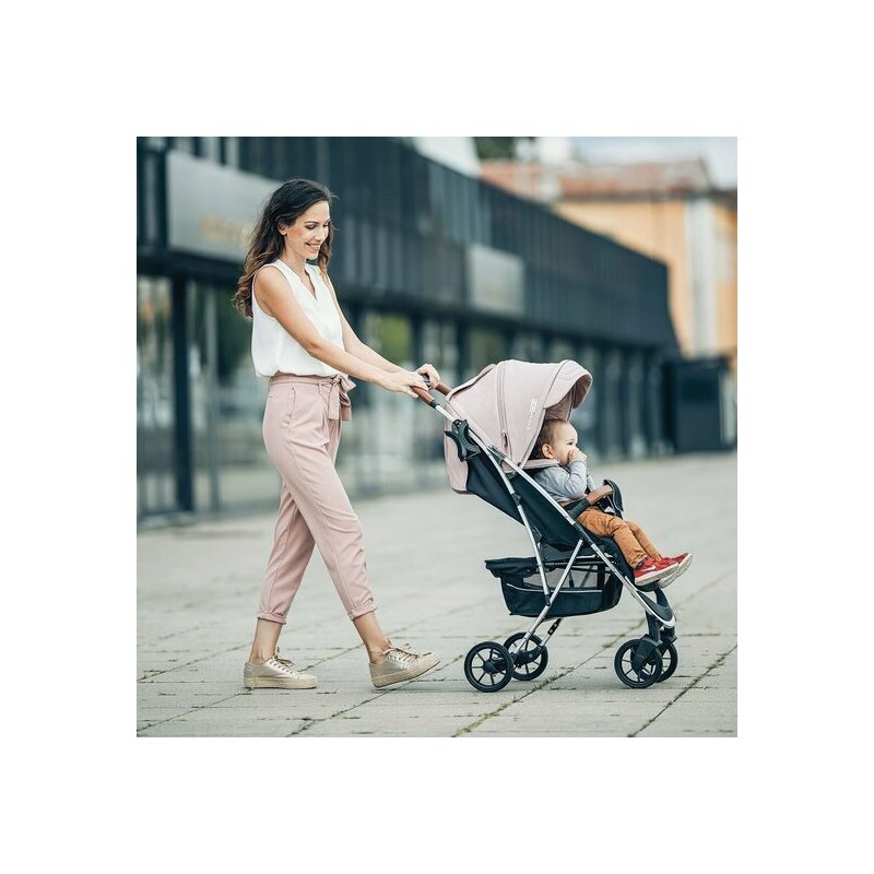Carucior sport, FreeON, Lux, Pliabil automat, Usor 6.6 Kg, Tehnologie inovatoare One-Hand Folding, De la 6 luni pana la 22 kg, Din aluminiu, Benzi reflectorizante pe capotina, Beige/Black - gogobaby.ro