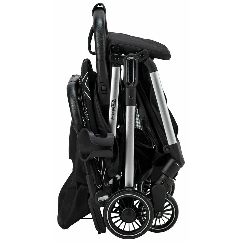 Carucior sport pliabil automat, Unique, Spatar reglabil, Suport pentru sticla, 6.6 Kg, Conform cu standardul european de securitate EN 1888-2:2018, FreeON, Silver, Resigilat