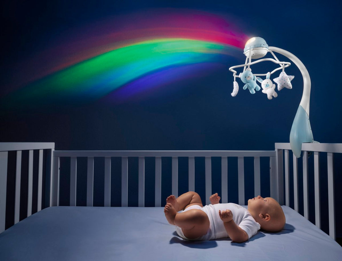 Carusel muzical 3 in 1 Chicco Rainbow cu proiectie, roz, 0 luni+ - gogobaby.ro