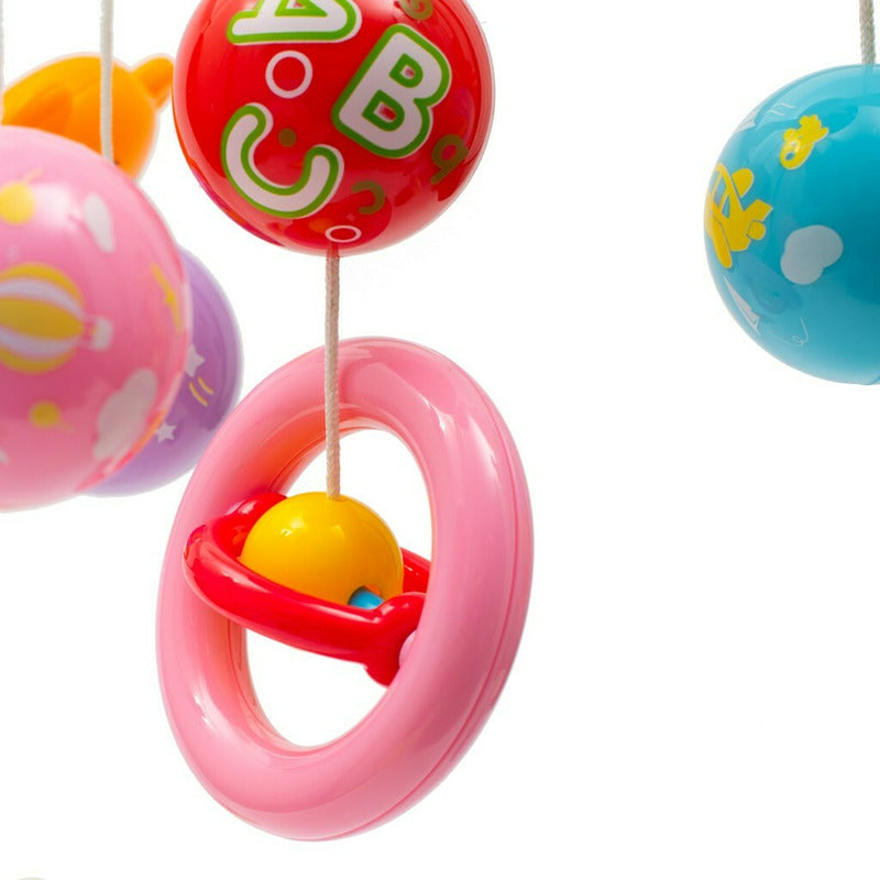 Carusel muzical, BabyMix, Pentru patut bebelusi, Cu proiectii, Cu melodii si sunete ale naturii, Cu 11 jucarii, Red - gogobaby.ro