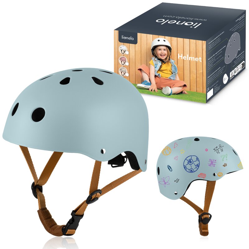 Casca pentru copii, Lionelo, Reglabila 50-56 cm, Din ABS si EPS, Conform cu standardul EN1078, Albastru - gogobaby.ro
