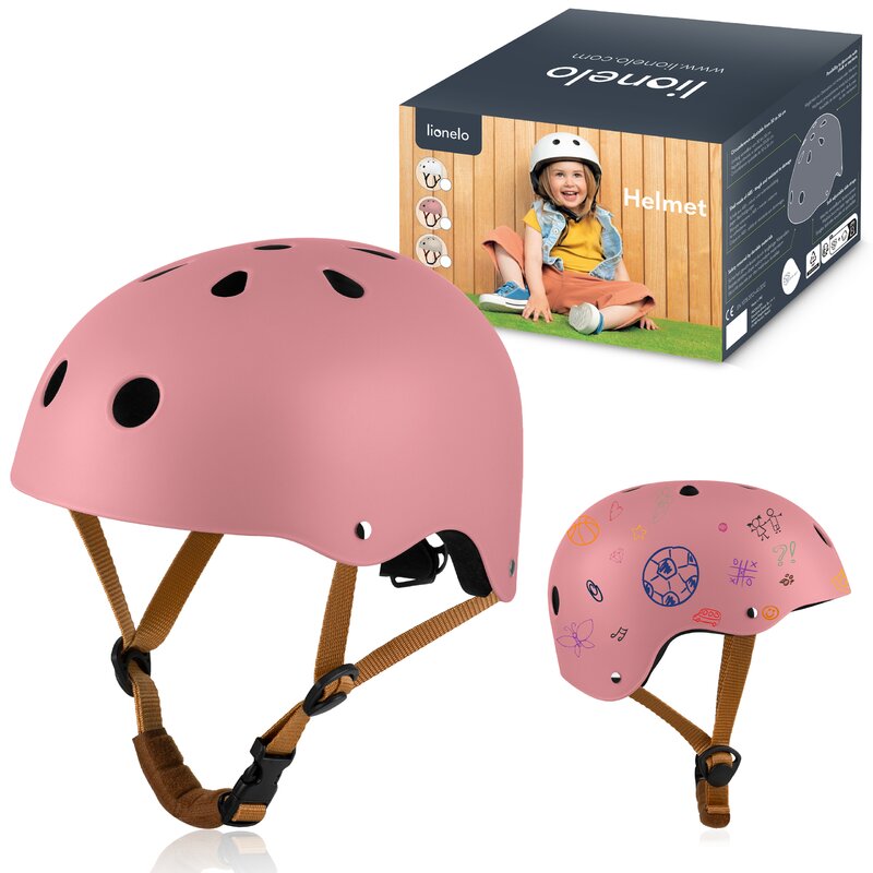 Casca pentru copii, Lionelo, Reglabila 50-56 cm, Din ABS si EPS, Conform cu standardul EN1078, Roz