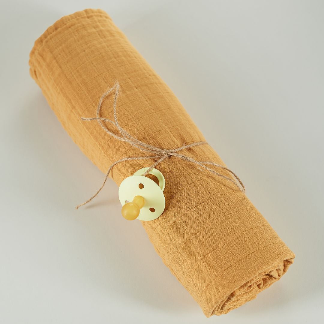 ONINO - Muselina multifunctionala din bumbac 100% organic, HUG.me, Honey Gold, x1 bucata, 120 x 120 cm, certificata GOTS