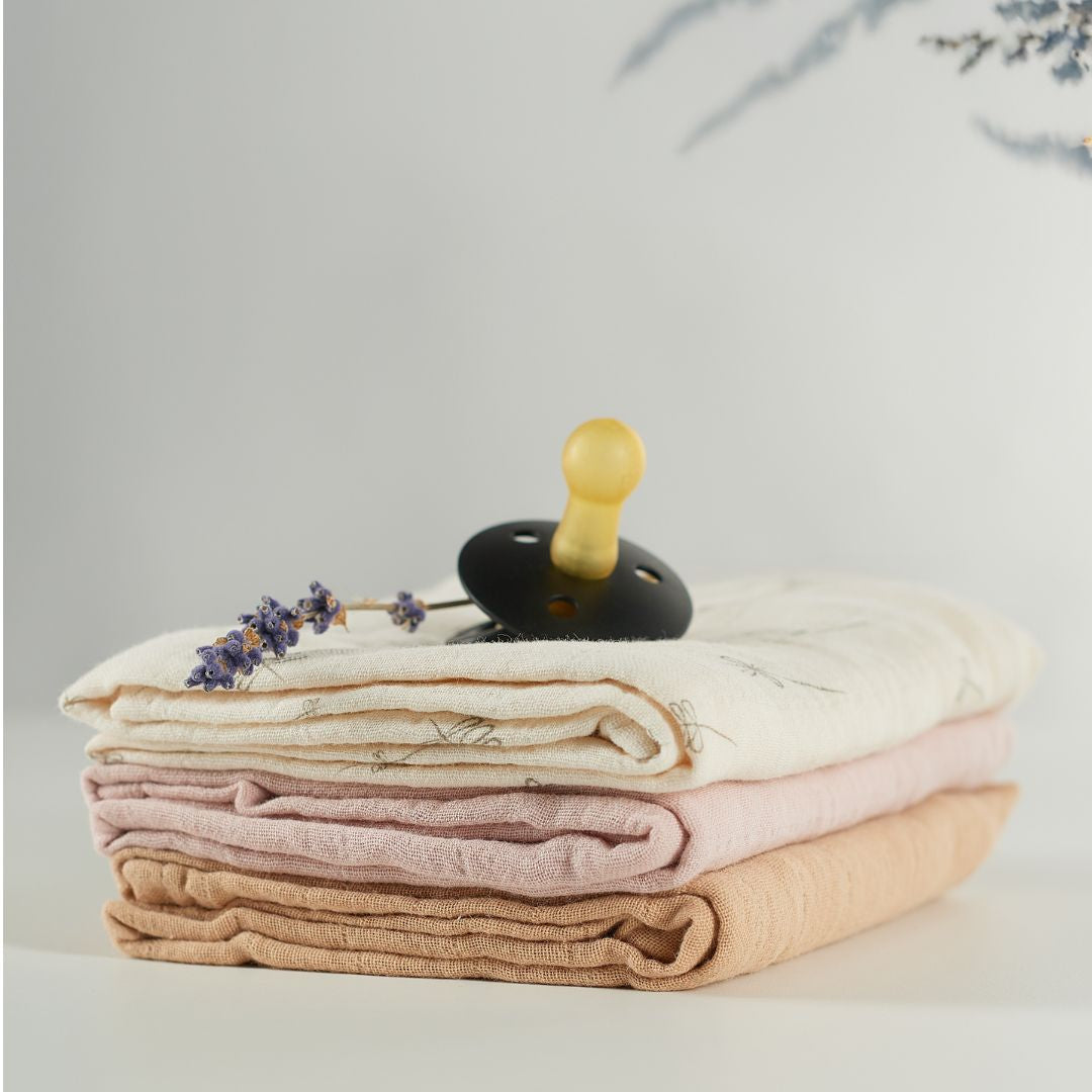 ONINO - Muselina multifunctionala din bumbac 100% organic, HUG.me, Pure Bloom, x3 bucati, 60 x 60 cm, certificata GOTS - gogobaby.ro