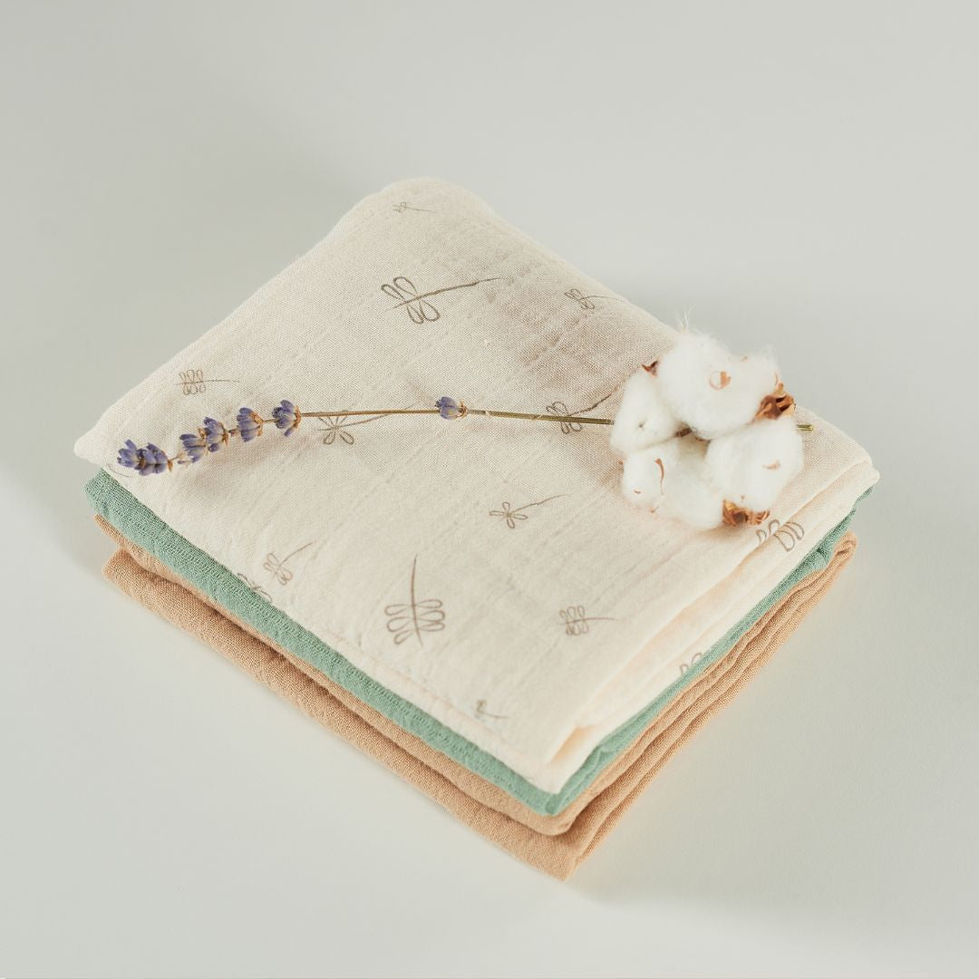 ONINO - Muselina multifunctionala din bumbac 100% organic, HUG.me, Pure Nature, x3 bucati, 60 x 60 cm, certificata GOTS - gogobaby.ro