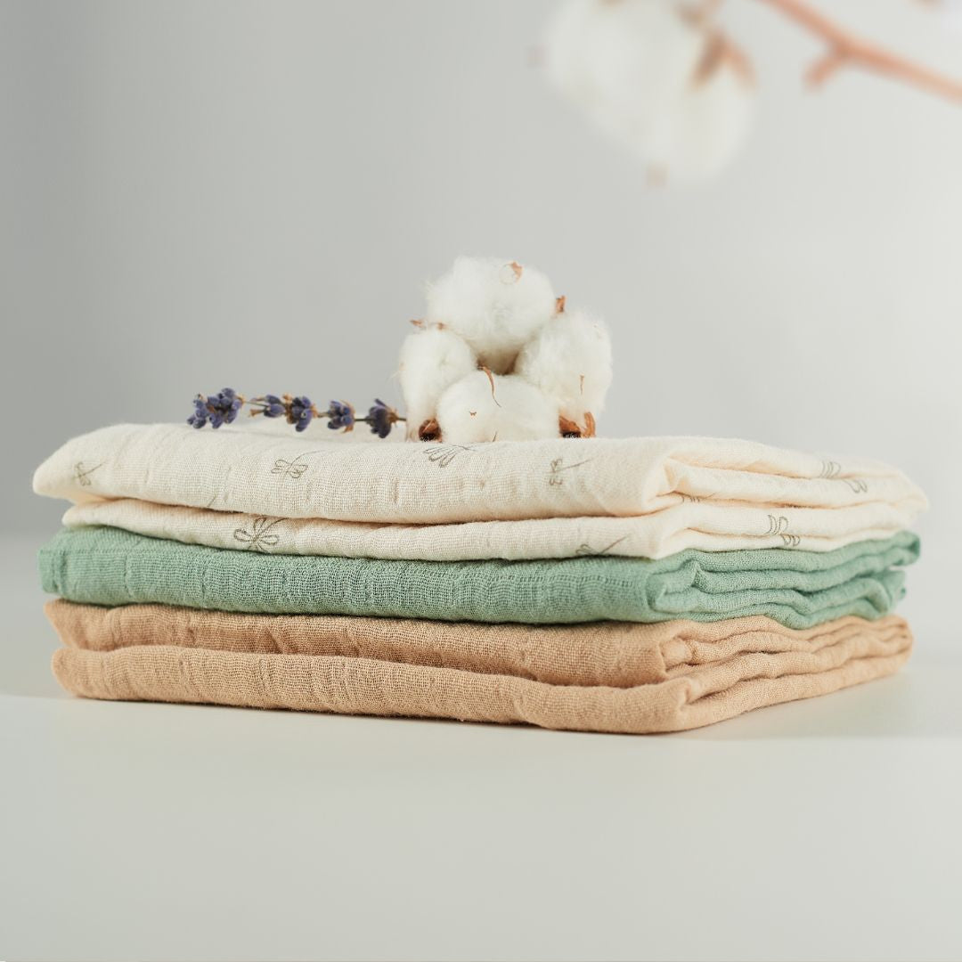 ONINO - Muselina multifunctionala din bumbac 100% organic, HUG.me, Pure Nature, x3 bucati, 60 x 60 cm, certificata GOTS - gogobaby.ro