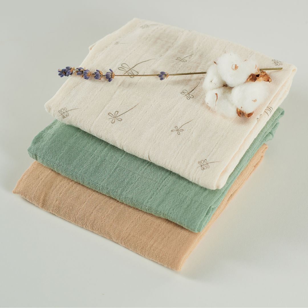 ONINO - Muselina multifunctionala din bumbac 100% organic, HUG.me, Pure Nature, x3 bucati, 60 x 60 cm, certificata GOTS - gogobaby.ro