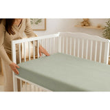Cearceaf cu elastic, MimiNu, Jerse, Pentru patut 140X70 cm, Material certificat Oeko Tex Standard 100, Olive